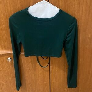 Fashion Nova Forest Green Long Sleeve Crop Top